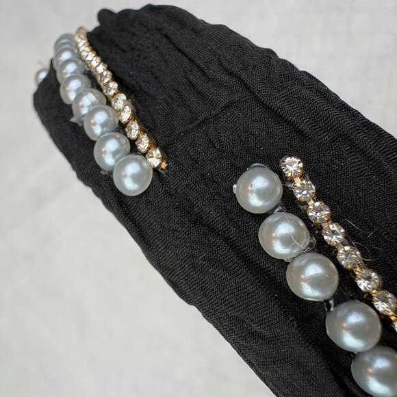 Stylish rhinestones and pearls Black Headband. New without tags - Picture 8 of 14